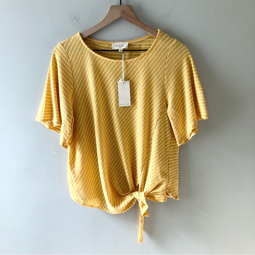 MELLÓ DAY Bell Sleeve Striped Top
